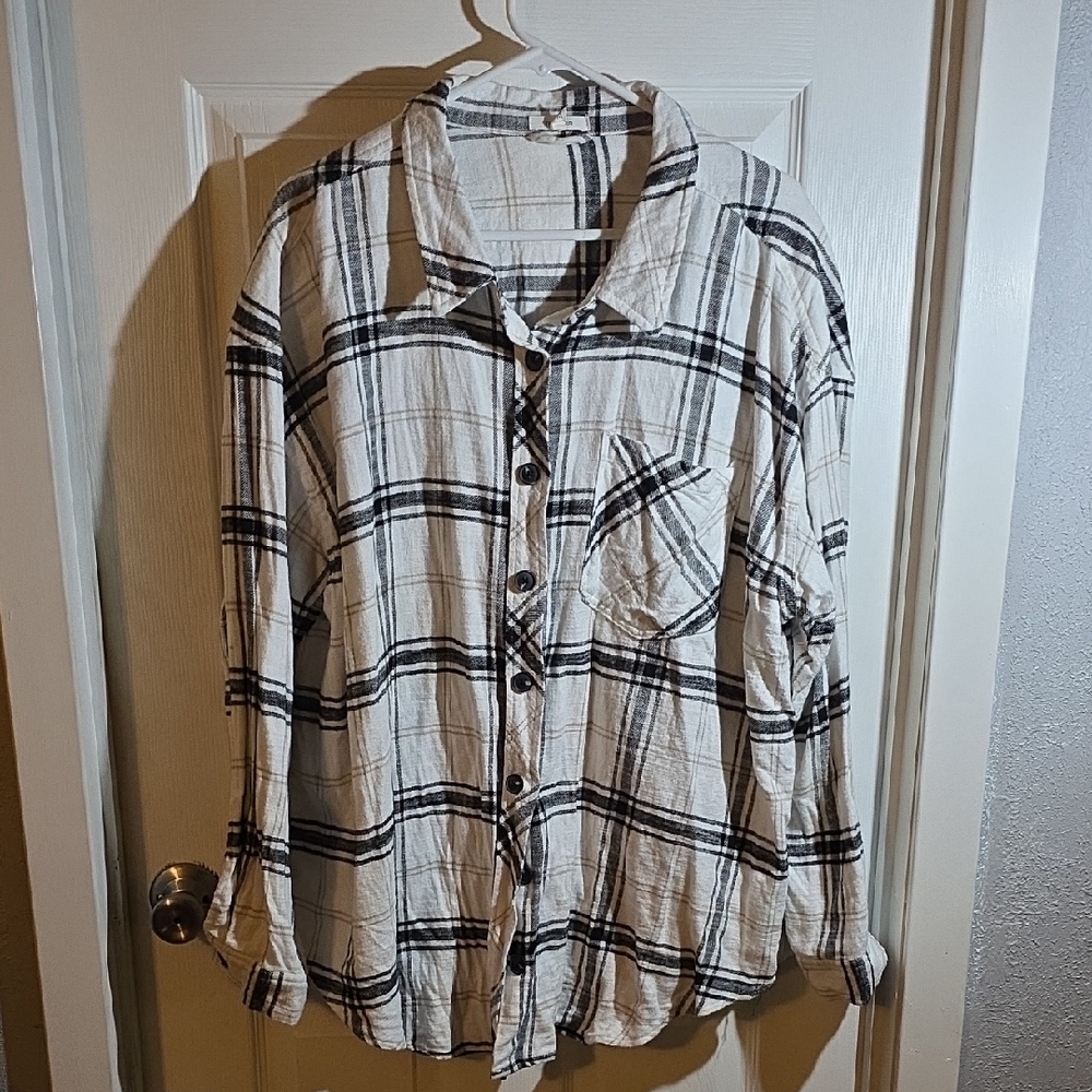 Maurices Black and White Plaid Top